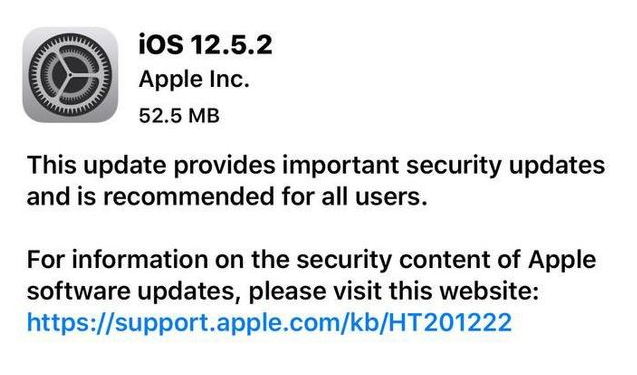 南平苹果手机维修分享iOS12.5.2发布，建议所有老苹果用户安装 